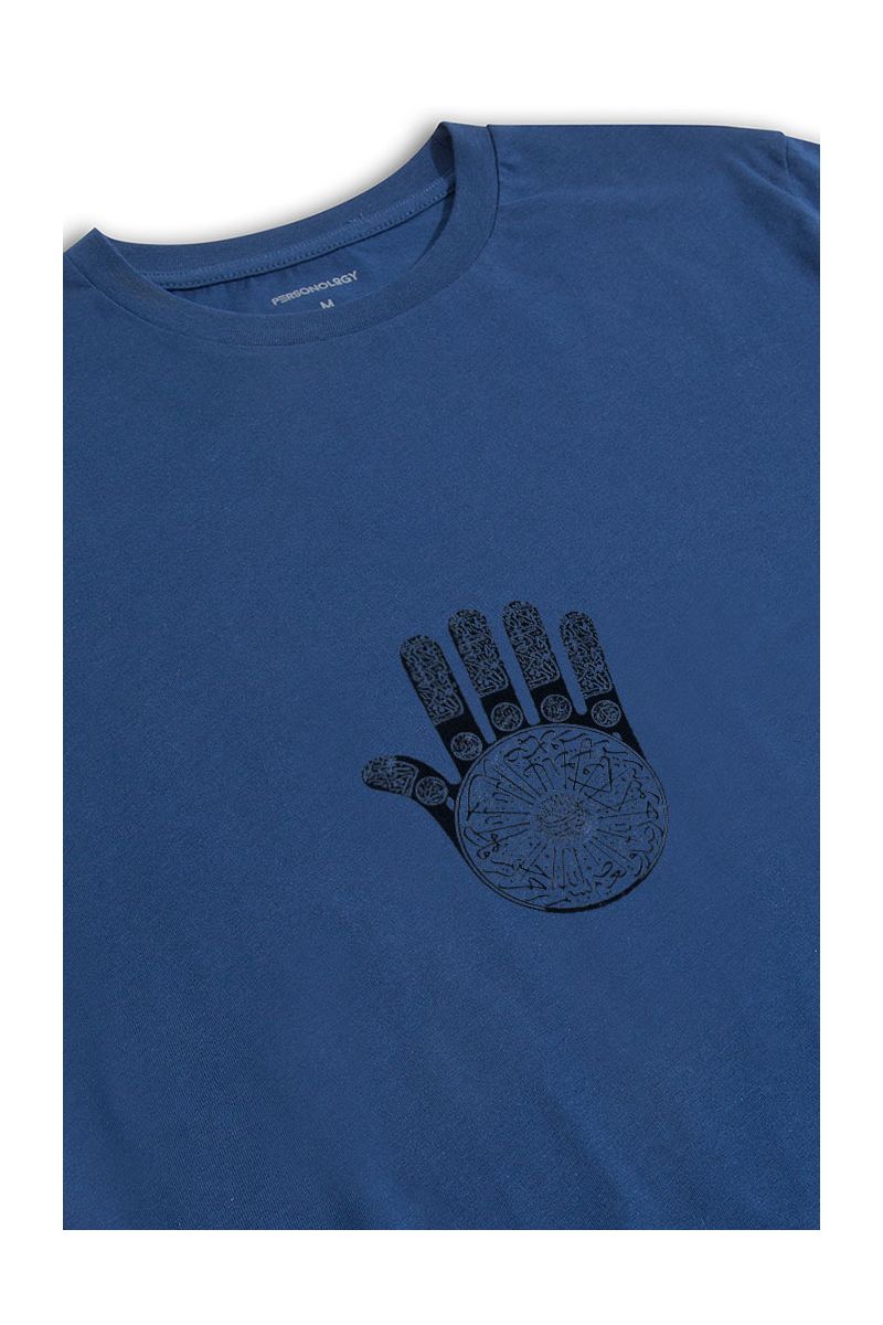 Navy Soft Fabric Hamsa Design Short Sleeve Tee