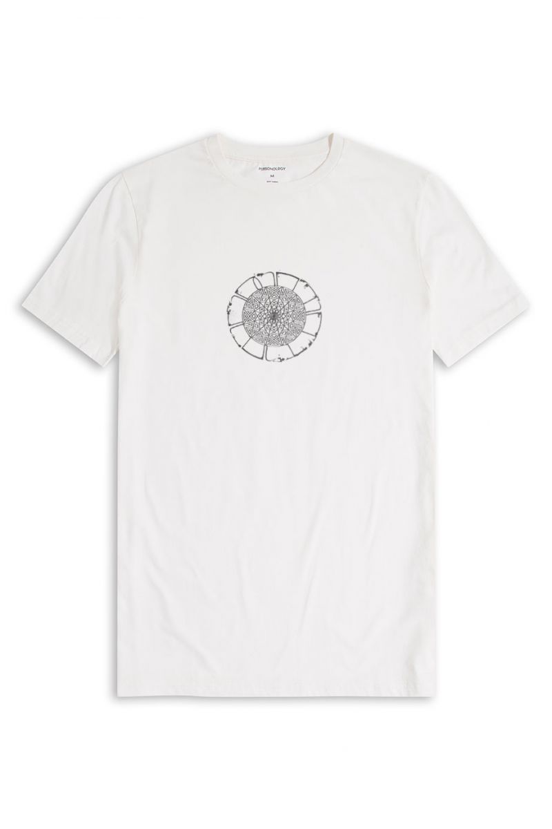 Off White Soft Fabric Sufism Design Short Sleeve Tee
