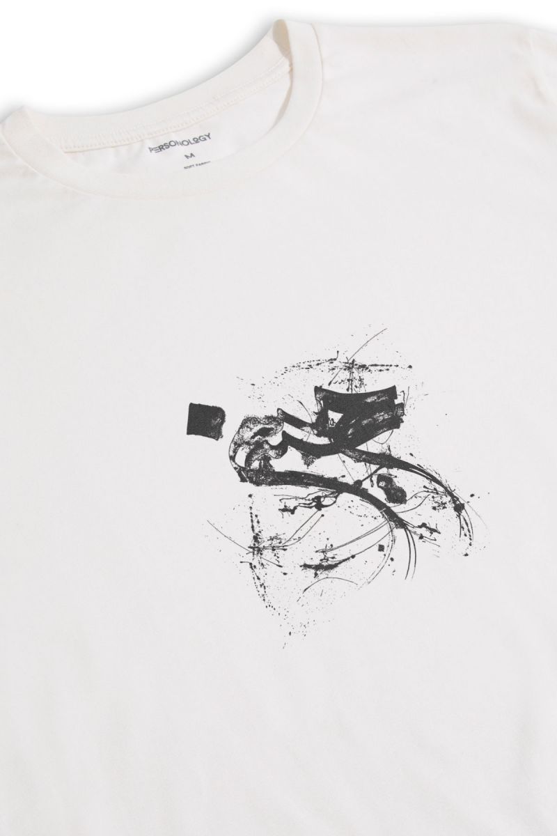 Off White Soft Fabric Sufism Design Short Sleeve Tee