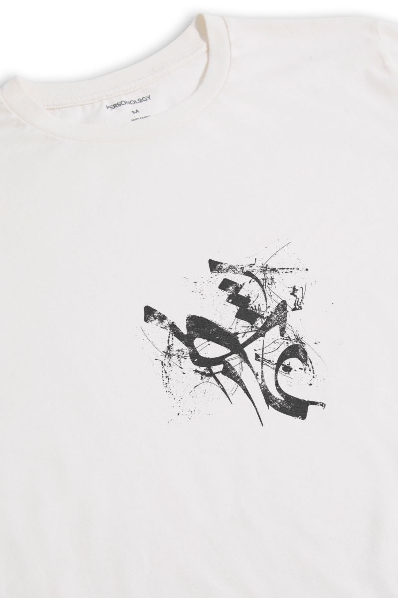 Off White Soft Fabric Sufism Design Short Sleeve Tee