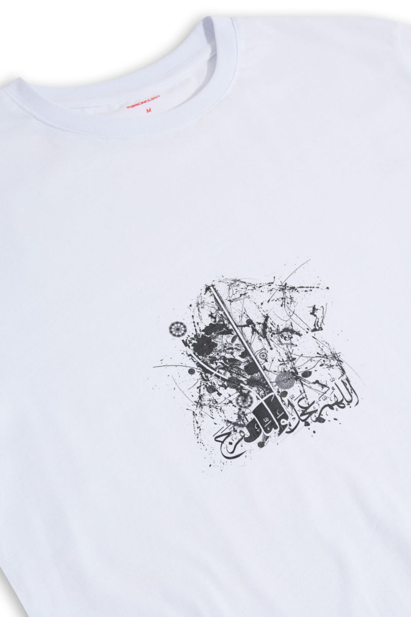 White Soft Fabric Sufism Design Short Sleeve Tee