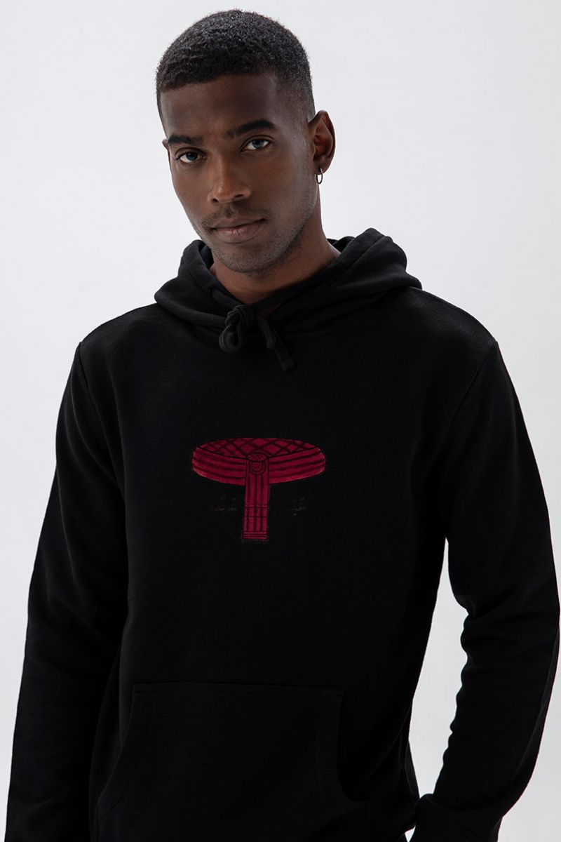 Black Premium Cotton Sufism Design Pullover Hoodie