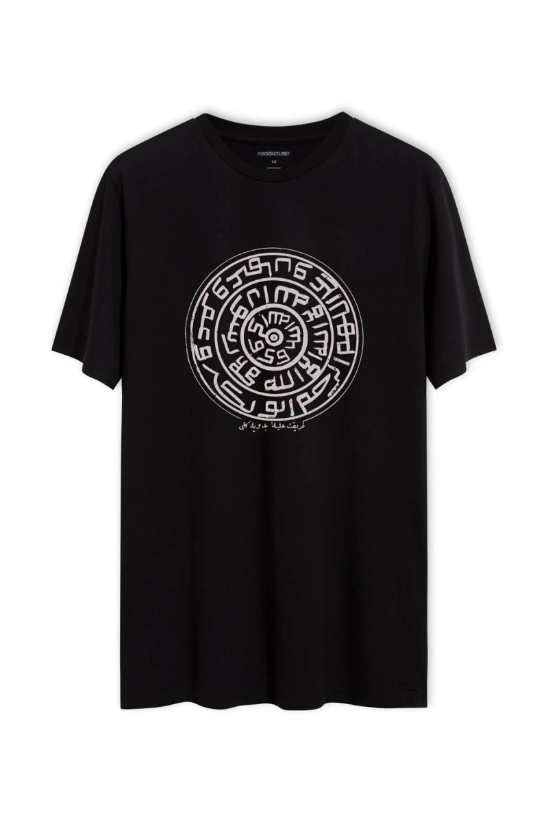 Black Soft Fabric Sufism Design Short Sleeve Tee