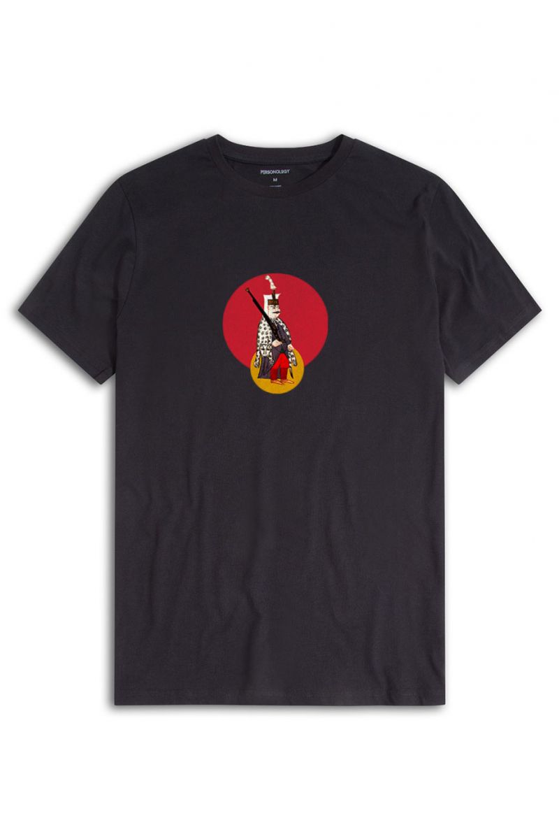 Black Soft Fabric Ottoman Design Short Sleeve Tee