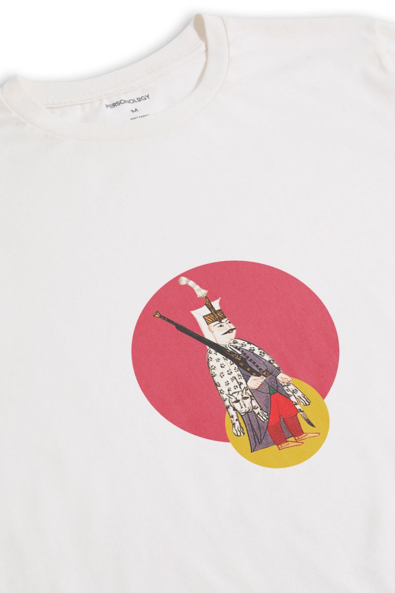 Off White Soft Fabric Ottoman Design Short Sleeve Tee