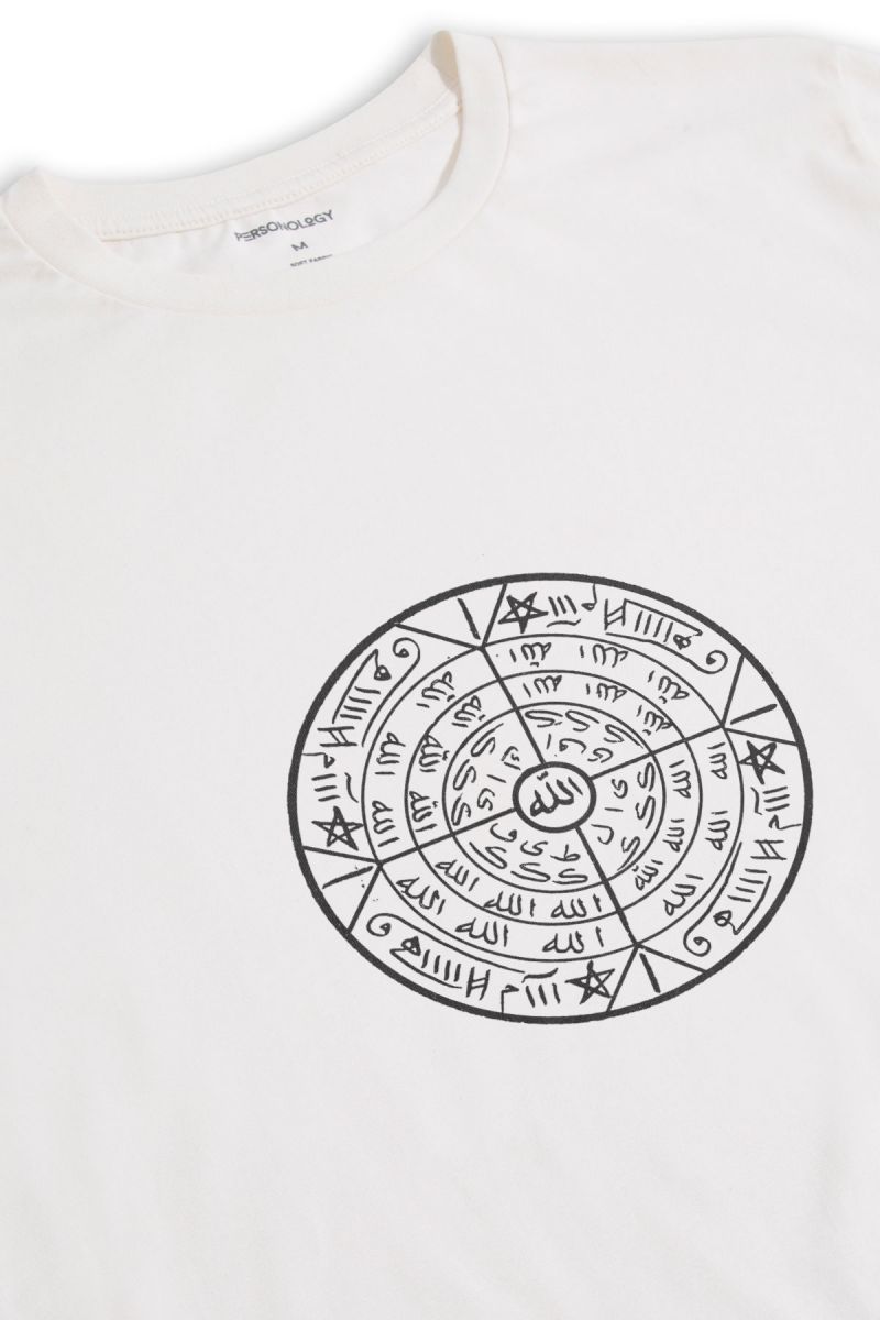 Off White Soft Fabric Sufism Design Short Sleeve Tee