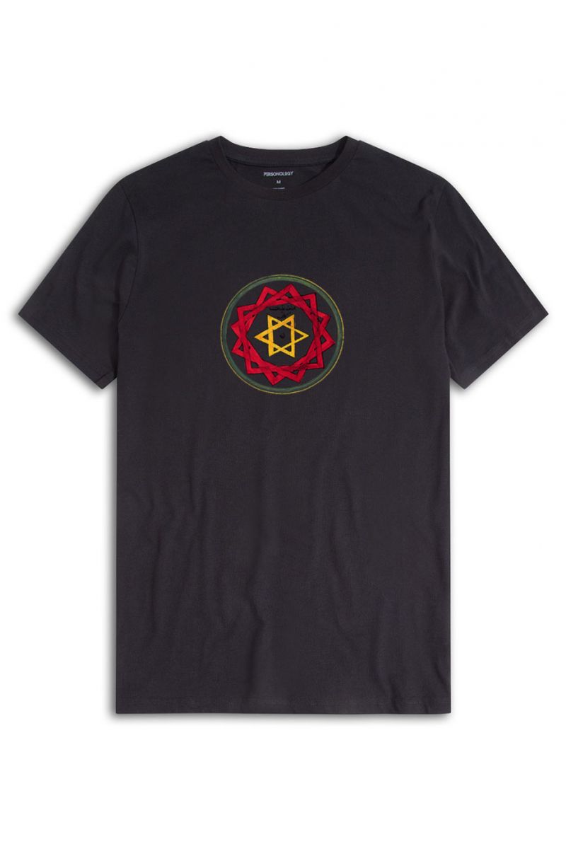 Black Soft Fabric Sufism Design Short Sleeve Tee