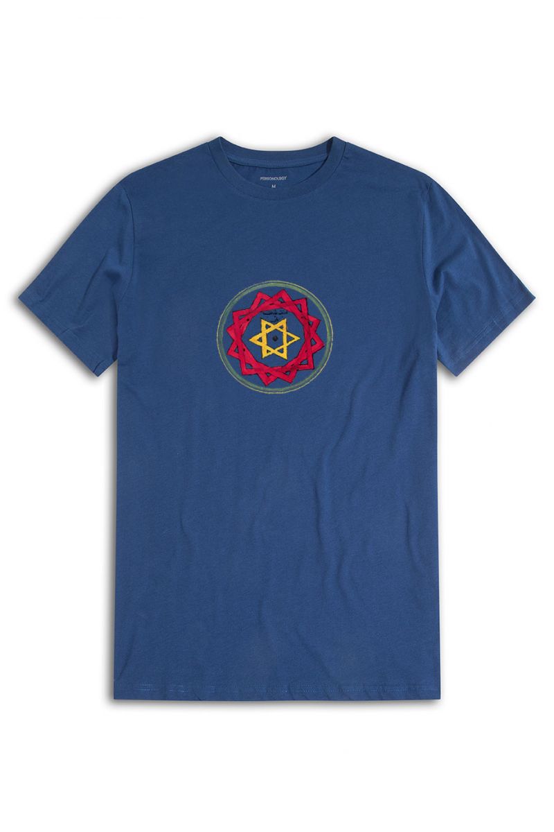 Navy Soft Fabric Sufism Design Short Sleeve Tee