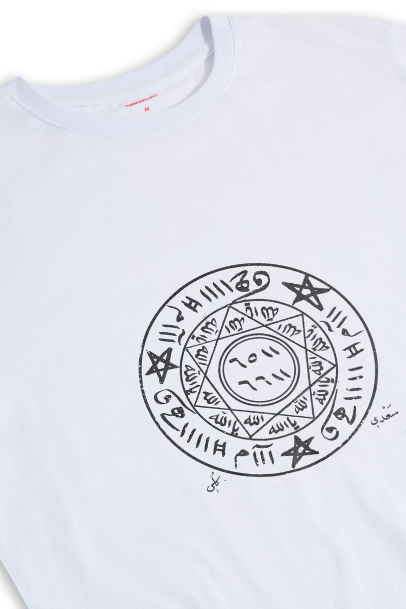 White Soft Fabric Sufism Design Short Sleeve Tee