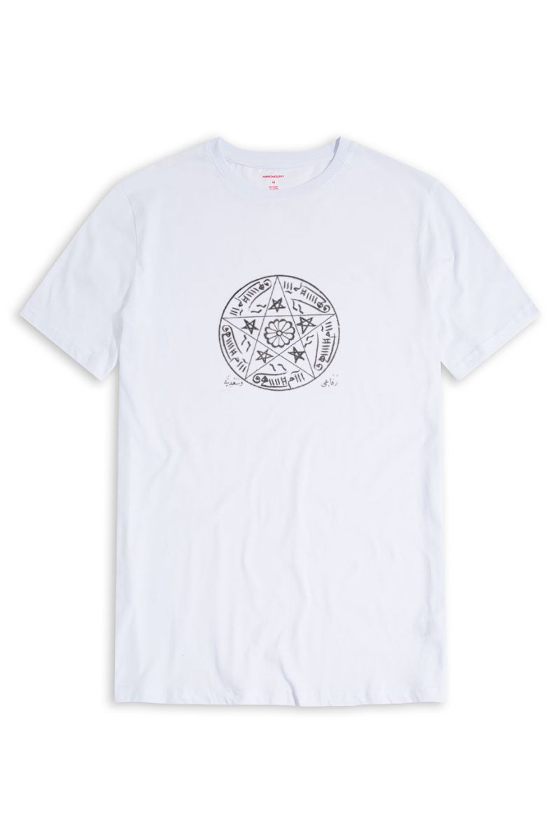 White Soft Fabric Sufism Design Short Sleeve Tee