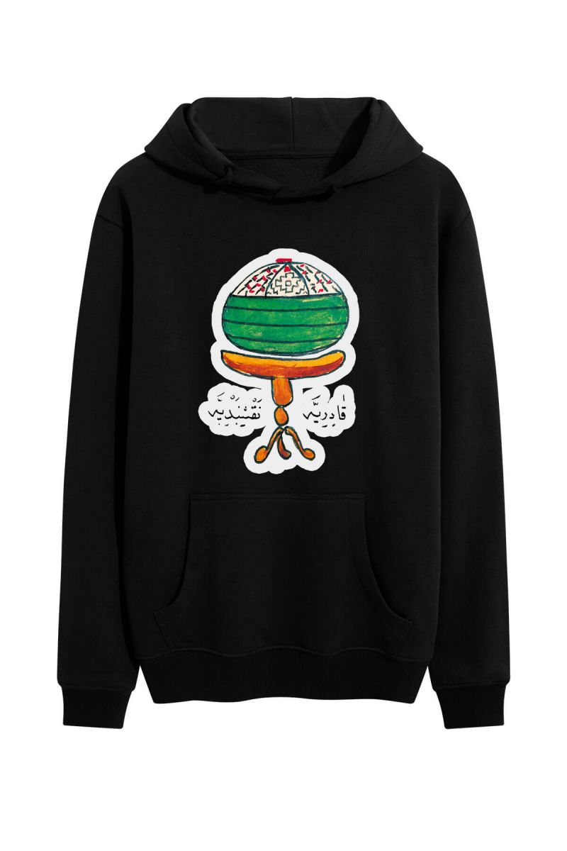 Black Premium Cotton Sufism Design Pullover Hoodie