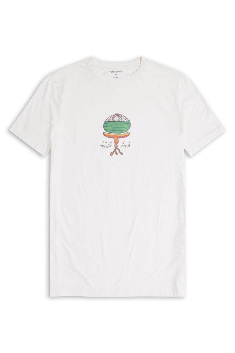 Off White Soft Fabric Sufism Design Short Sleeve Tee