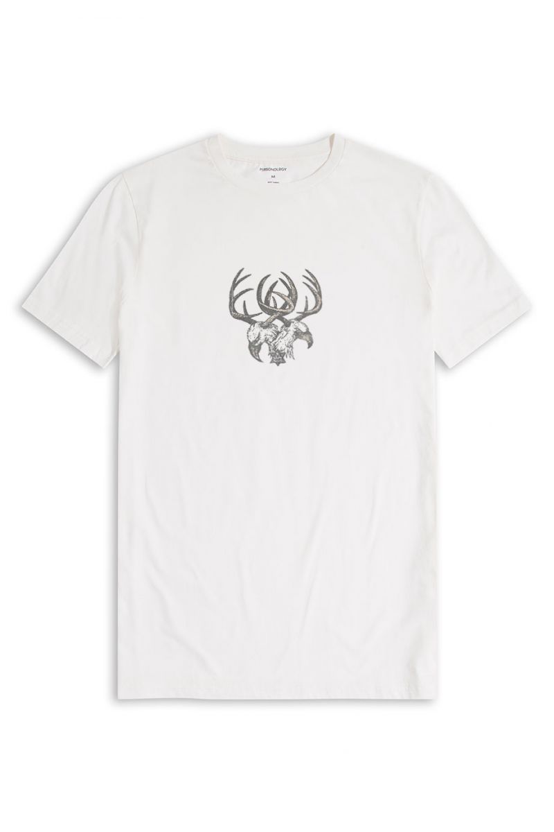 Off White Soft Fabric Illuminati Design Short Sleeve Tee