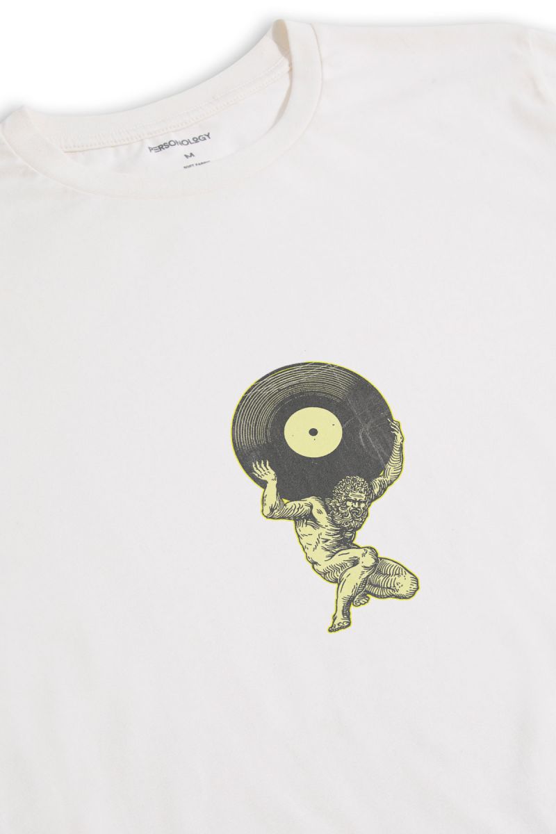 Off White Soft Fabric Theology Design Short Sleeve Tee
