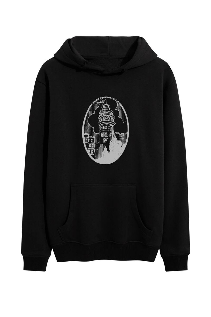 Black Premium Cotton Istanbul Design Pullover Hoodie