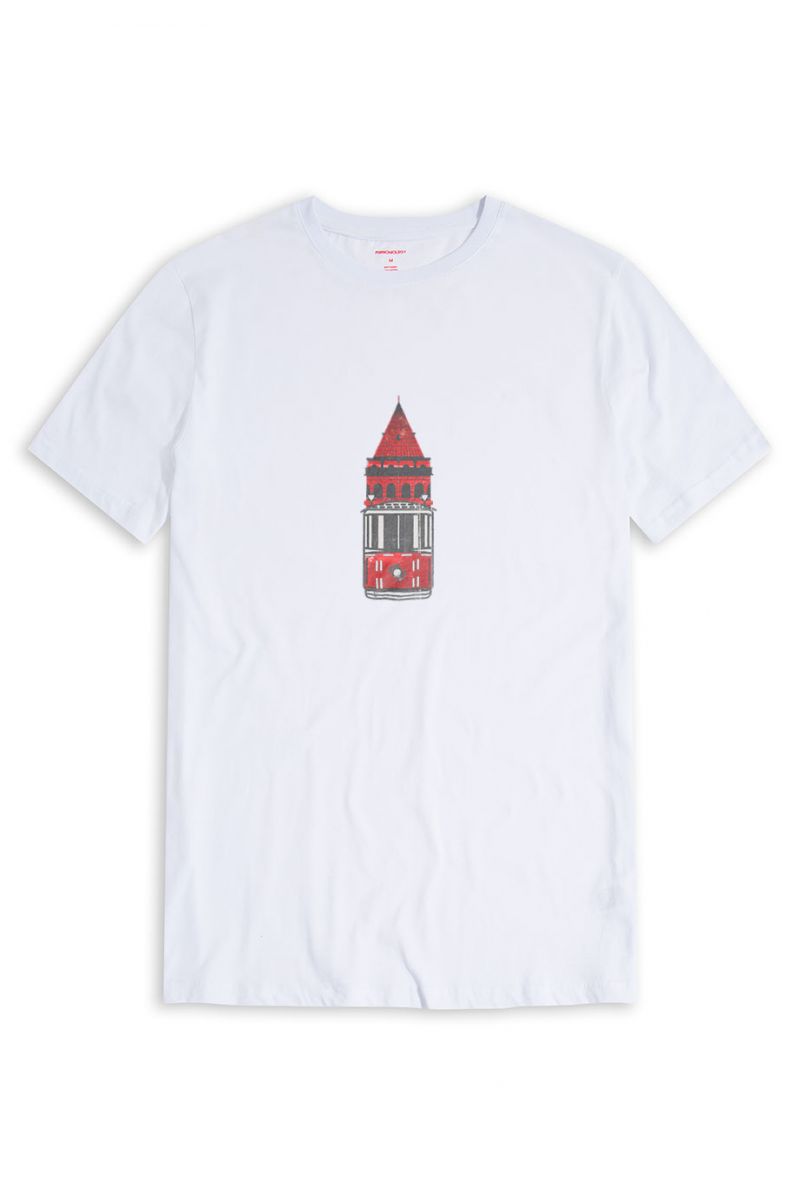White Soft Fabric Istanbul Design Short Sleeve Tee