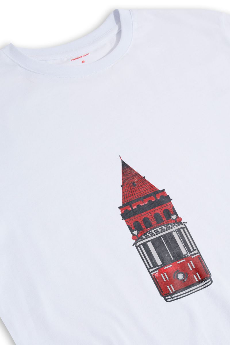 White Soft Fabric Istanbul Design Short Sleeve Tee