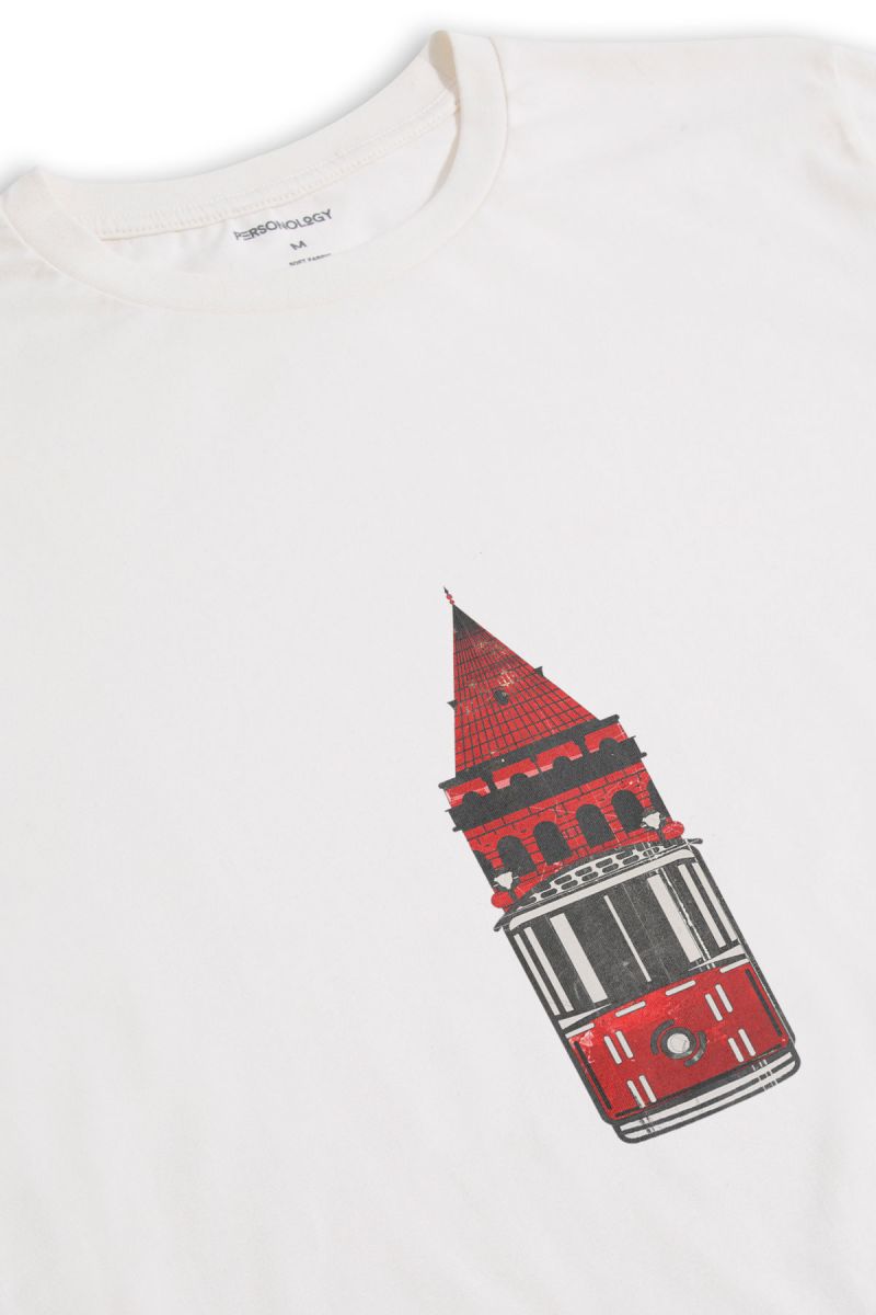 Off White Soft Fabric Istanbul Design Short Sleeve Tee