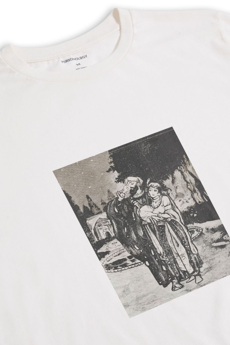 Off White Soft Fabric Hayyam Design Short Sleeve Tee