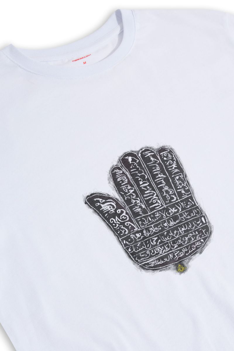 White Soft Fabric Hamsa Design Short Sleeve Tee