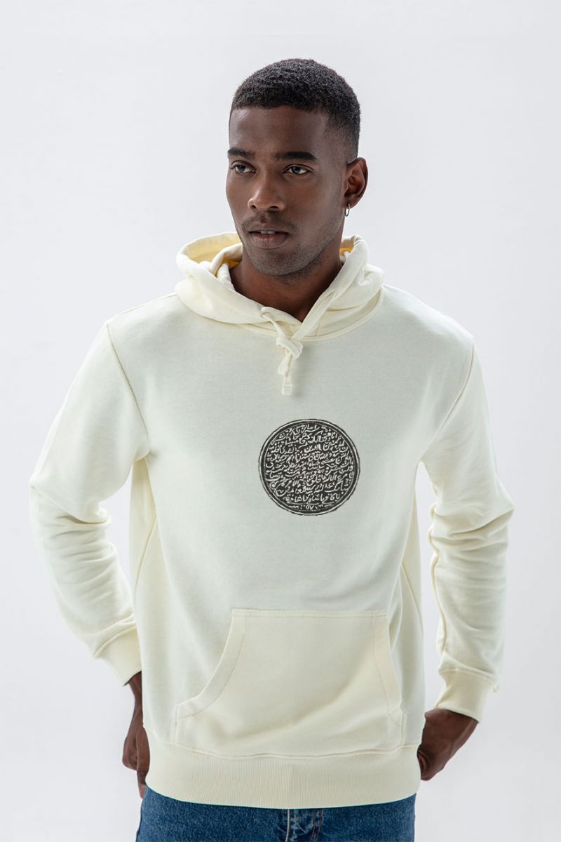 Ecru Premium Cotton Sufism Design Pullover Hoodie
