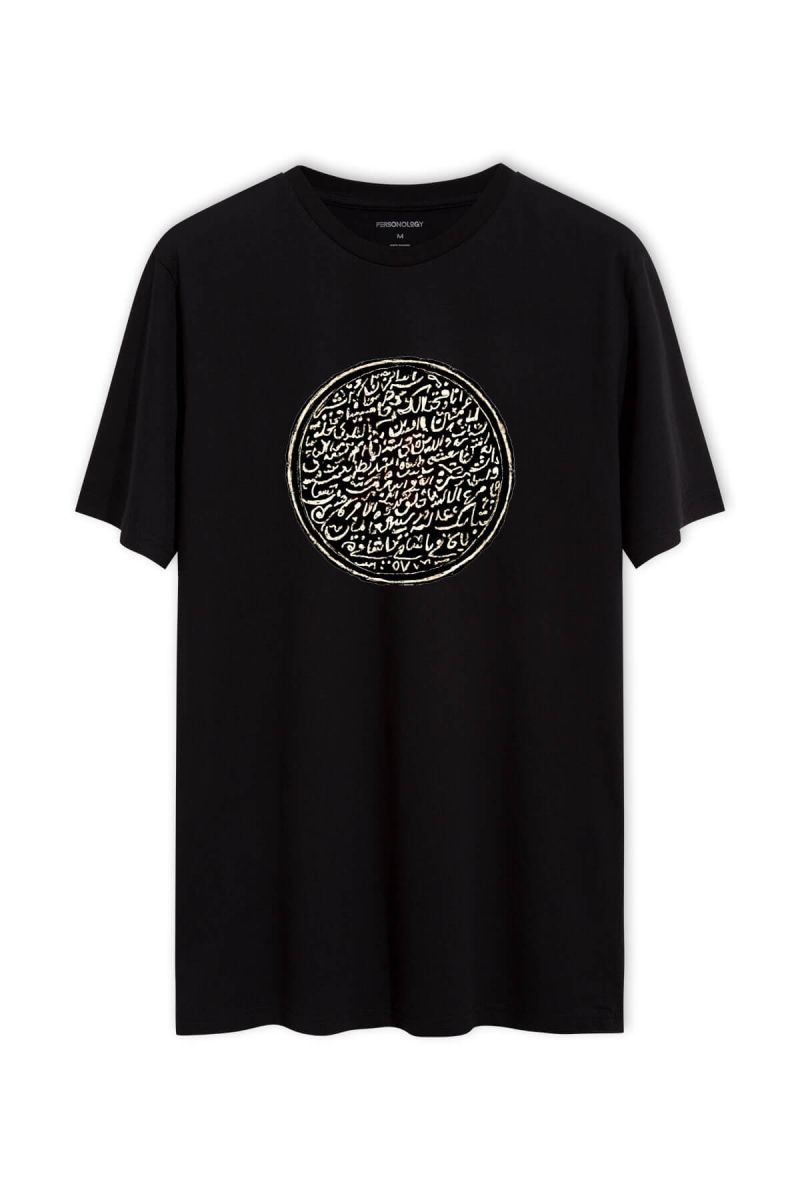 Black Soft Fabric Sufism Design Short Sleeve Tee