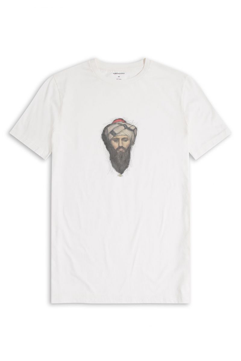 Off White Soft Fabric Sufism Design Short Sleeve Tee