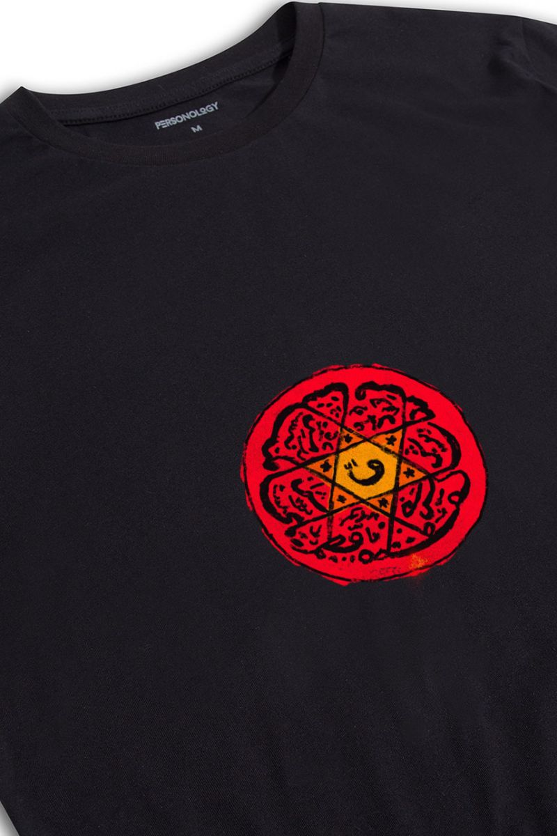 Black Soft Fabric Sufism Design Short Sleeve Tee