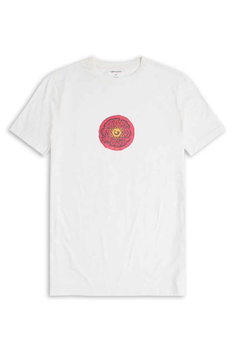 Off White Soft Fabric Sufism Design Short Sleeve Tee