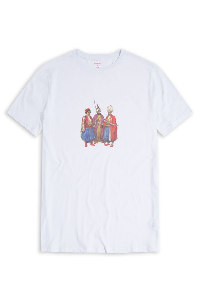 White Soft Fabric Ottoman Design Short Sleeve Tee