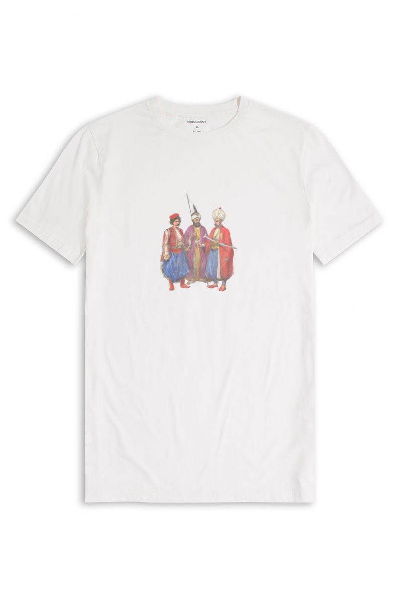 Off White Soft Fabric Ottoman Design Short Sleeve Tee