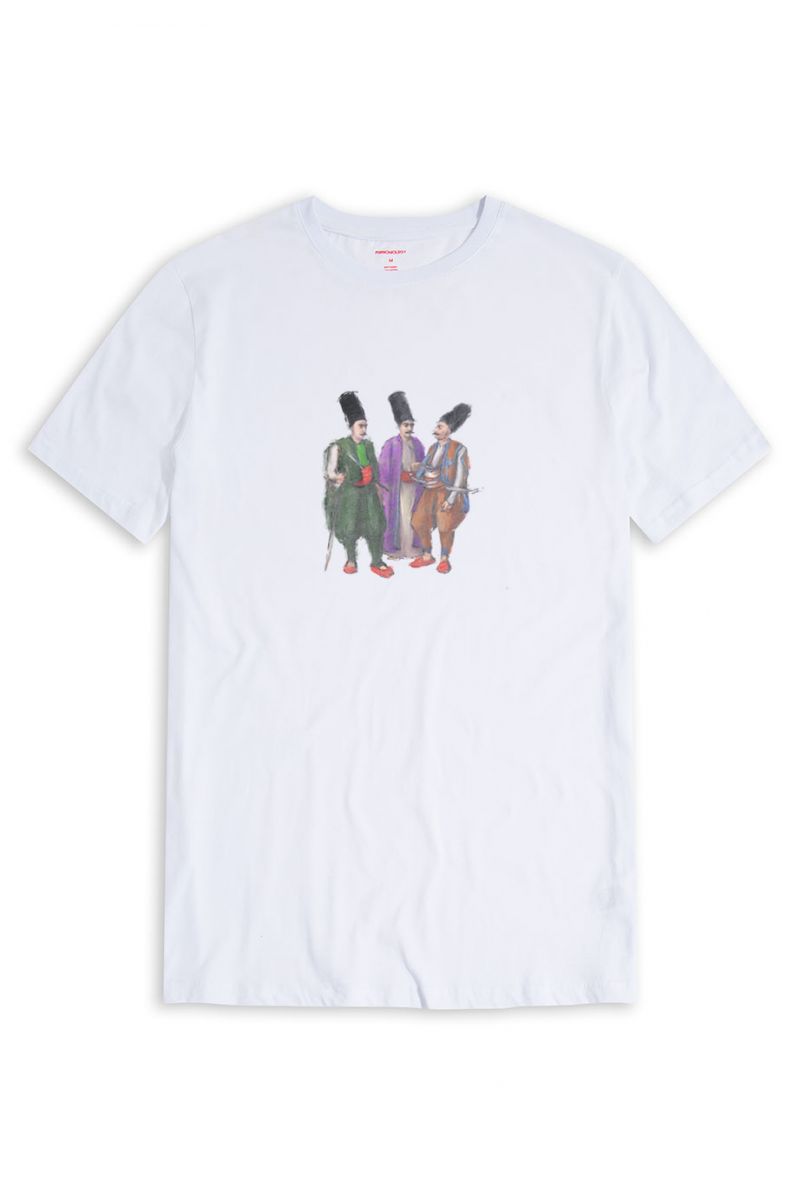 White Soft Fabric Ottoman Design Short Sleeve Tee