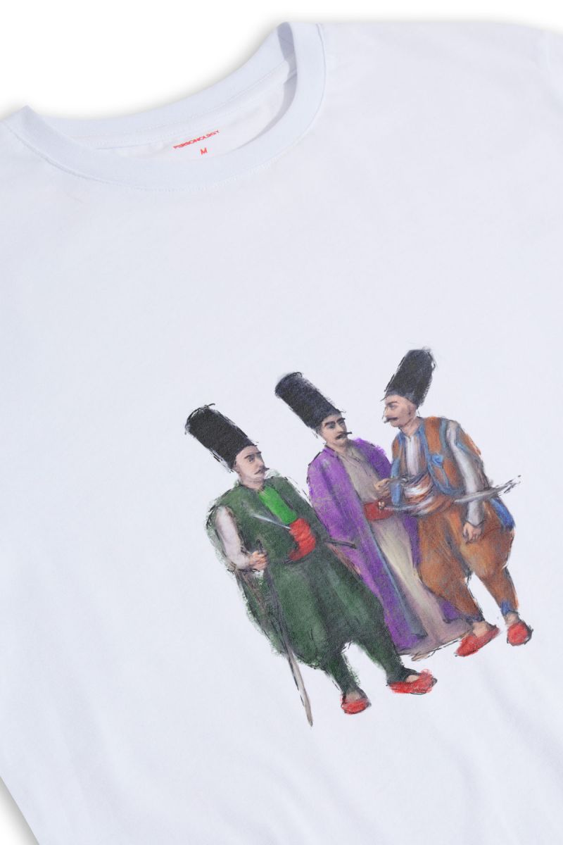 White Soft Fabric Ottoman Design Short Sleeve Tee