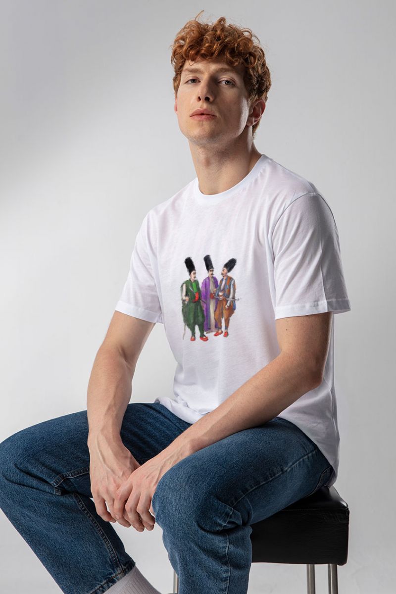White Soft Fabric Ottoman Design Short Sleeve Tee