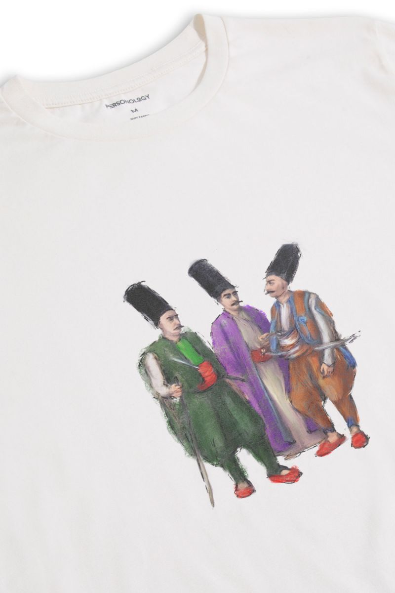Off White Soft Fabric Ottoman Design Short Sleeve Tee