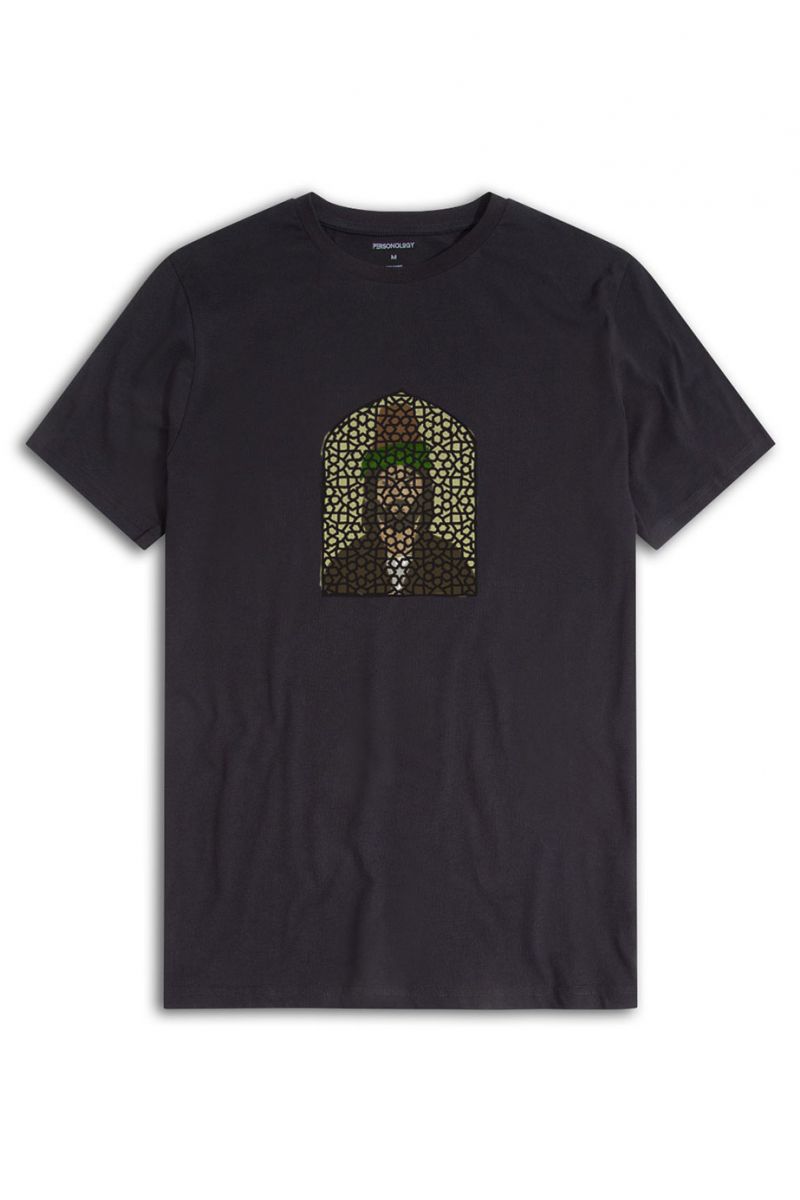 Black Soft Fabric Sufism Design Short Sleeve Tee