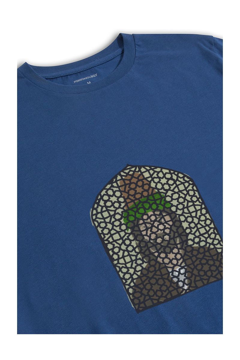 Navy Soft Fabric Sufism Design Short Sleeve Tee