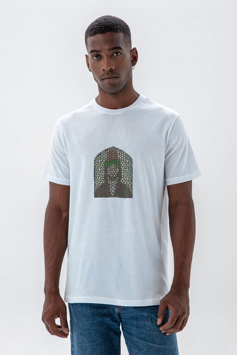 White Soft Fabric Sufism Design Short Sleeve Tee