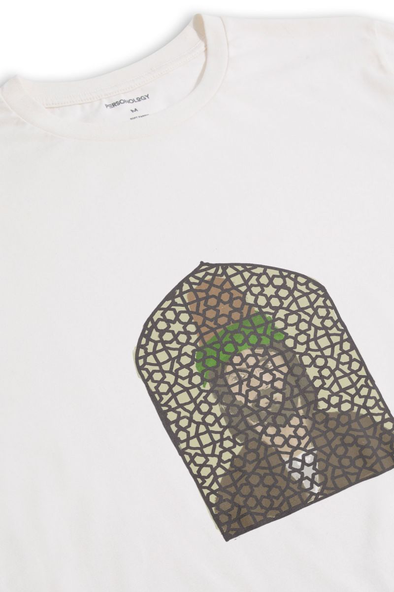 Off White Soft Fabric Sufism Design Short Sleeve Tee