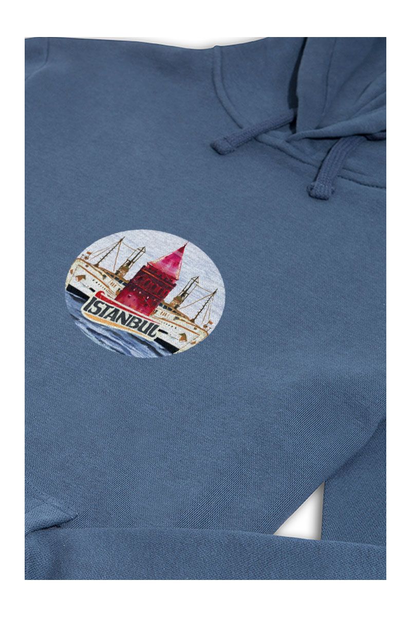 Navy Premium Cotton Istanbul Design Pullover Hoodie