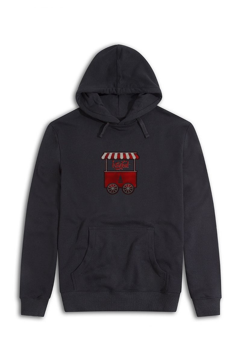 Black Premium Cotton Istanbul Design Pullover Hoodie