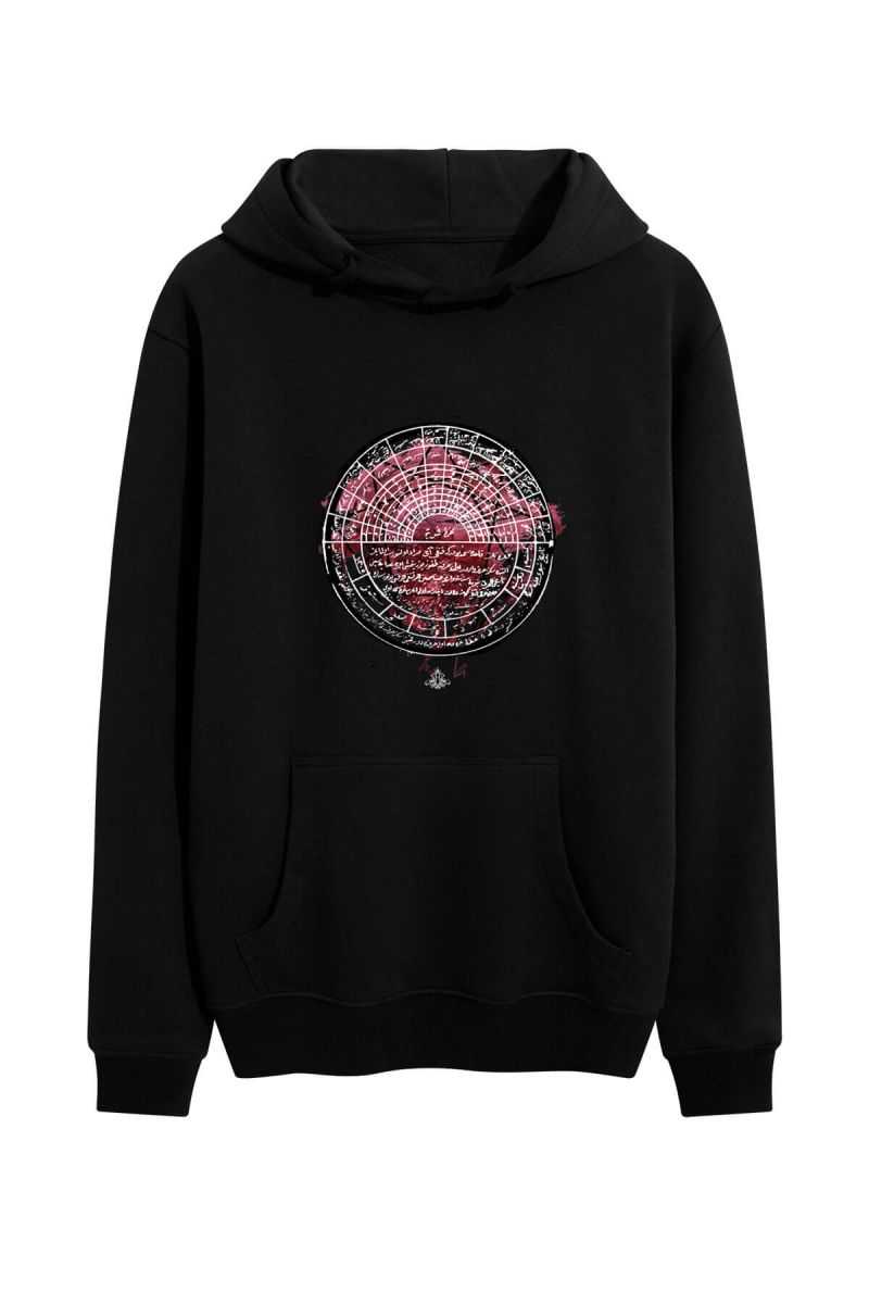 Black Premium Cotton Sufism Design Pullover Hoodie