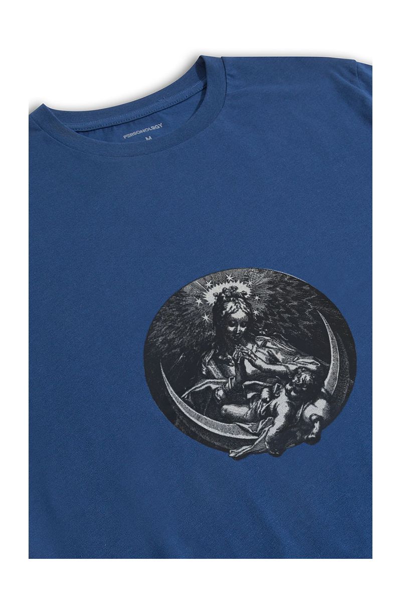 Navy Soft Fabric Jesus Design Short Sleeve Tee