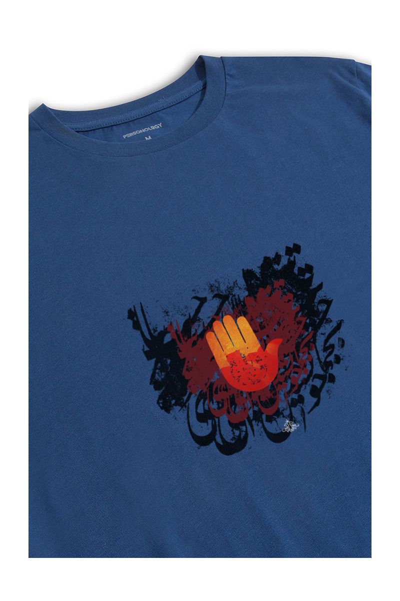 Navy Soft Fabric Hamsa Design Short Sleeve Tee
