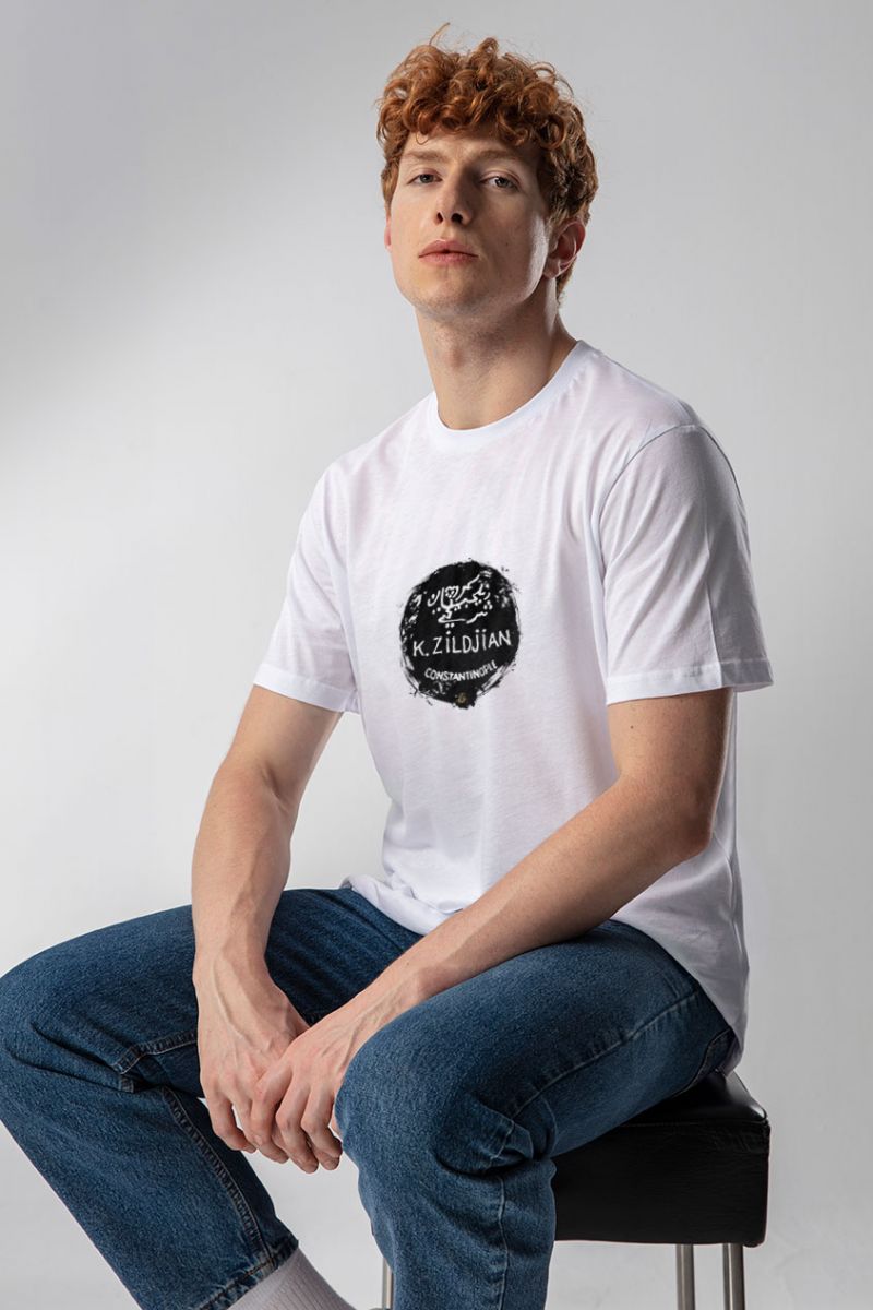 White Soft Fabric Constantinople Design Short Sleeve Tee
