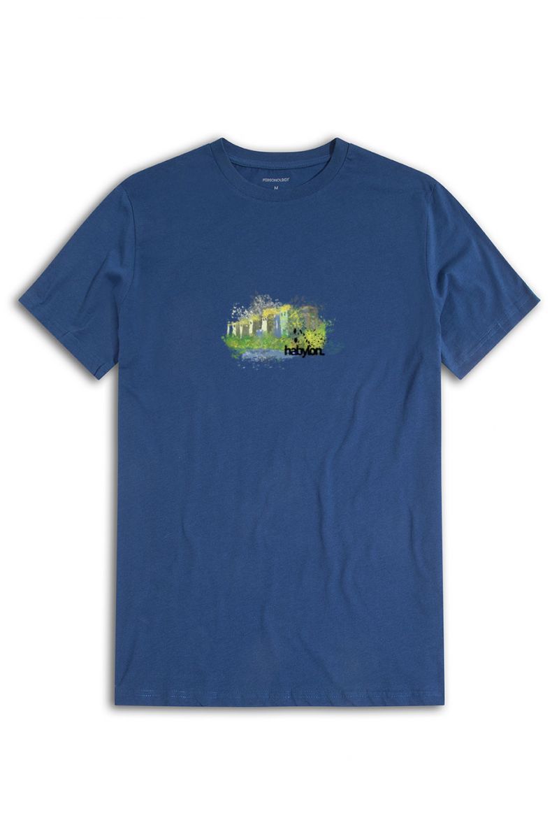 Navy Soft Fabric Babylon Design Short Sleeve Tee