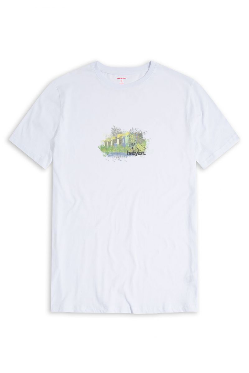 White Soft Fabric Babylon Design Short Sleeve Tee