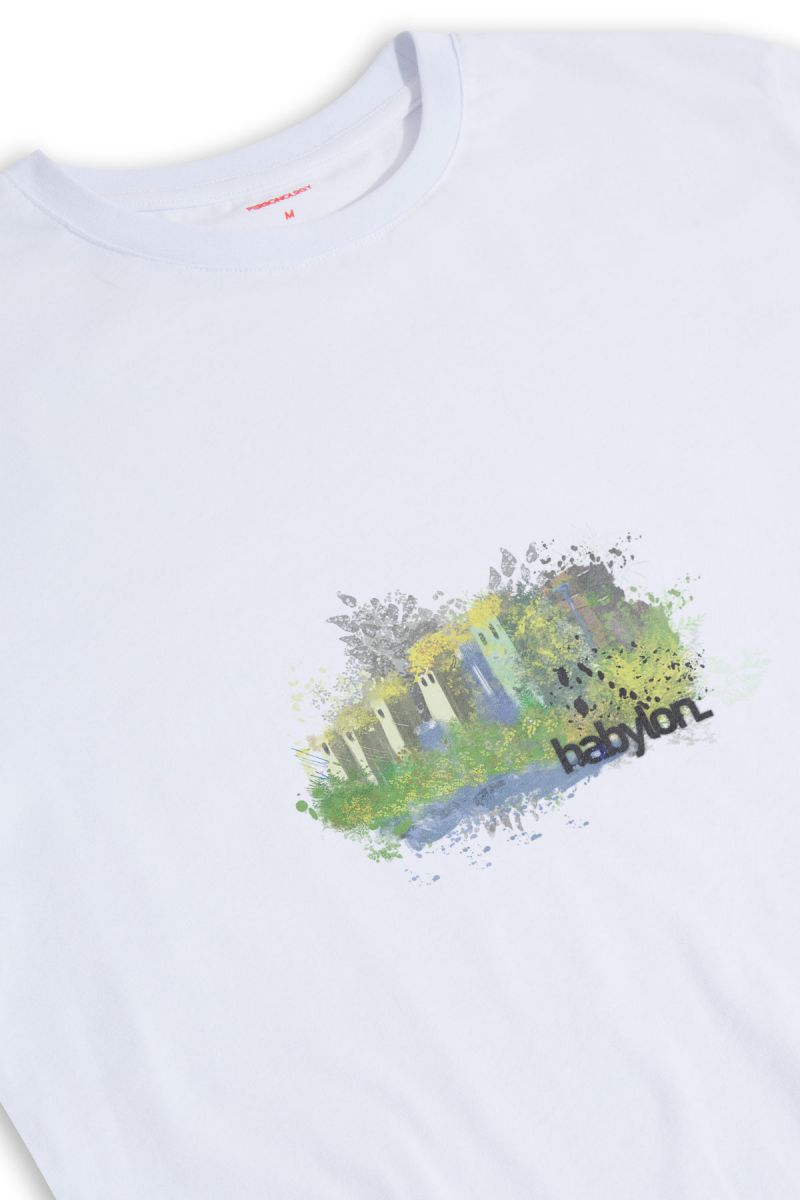 White Soft Fabric Babylon Design Short Sleeve Tee