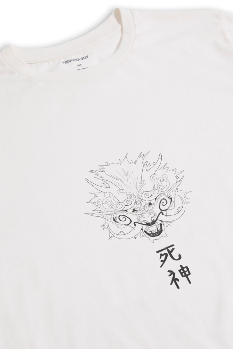 Off White Soft Fabric Chinese Personology Design Short Sleeve Tee