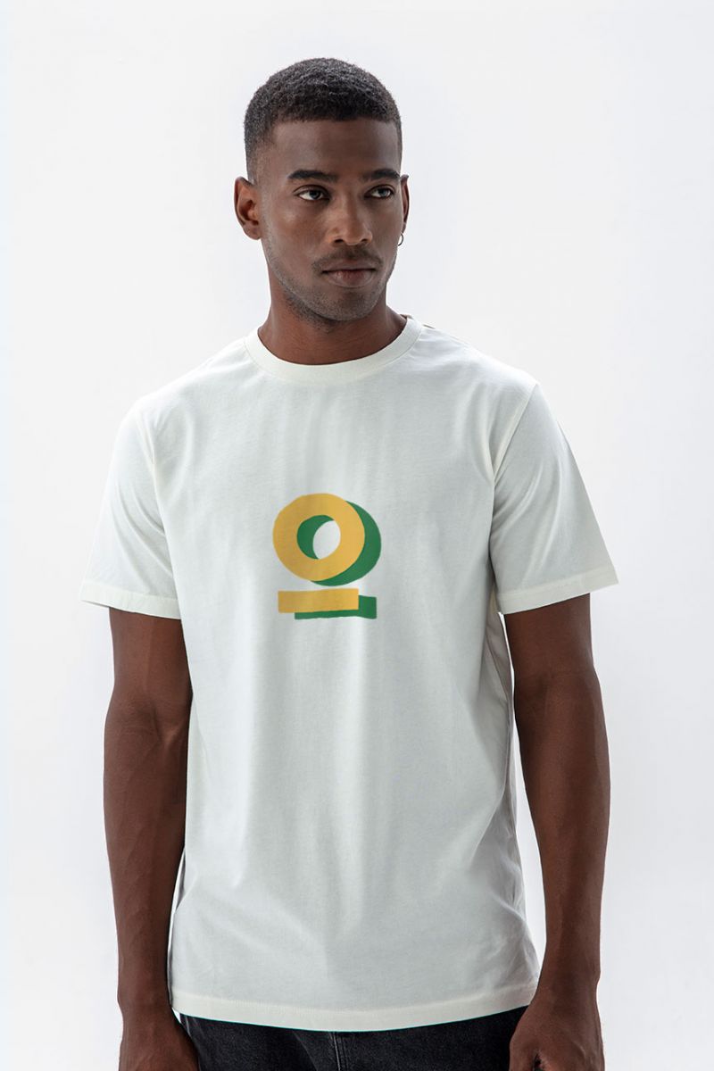 Off White Soft Fabric Ethiopian Beauty Design Short Sleeve Tee